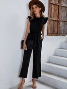 Casual belted sleeveless jumpsuit - ElegantAlpha