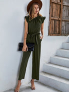 Casual belted sleeveless jumpsuit - ElegantAlpha