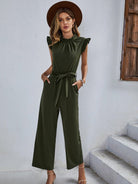 Casual belted sleeveless jumpsuit - ElegantAlpha