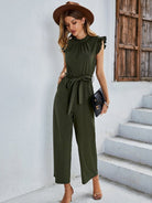 Casual belted sleeveless jumpsuit - ElegantAlpha