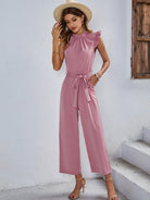 Casual belted sleeveless jumpsuit - ElegantAlpha