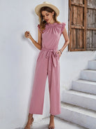 Casual belted sleeveless jumpsuit - ElegantAlpha