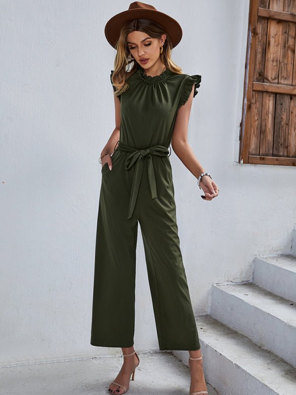 Casual belted sleeveless jumpsuit - ElegantAlpha