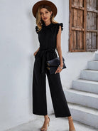 Casual belted sleeveless jumpsuit - ElegantAlpha