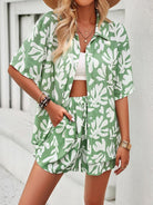 Casual fashion resort lapel short - sleeved shirt shorts suit - ElegantAlpha®