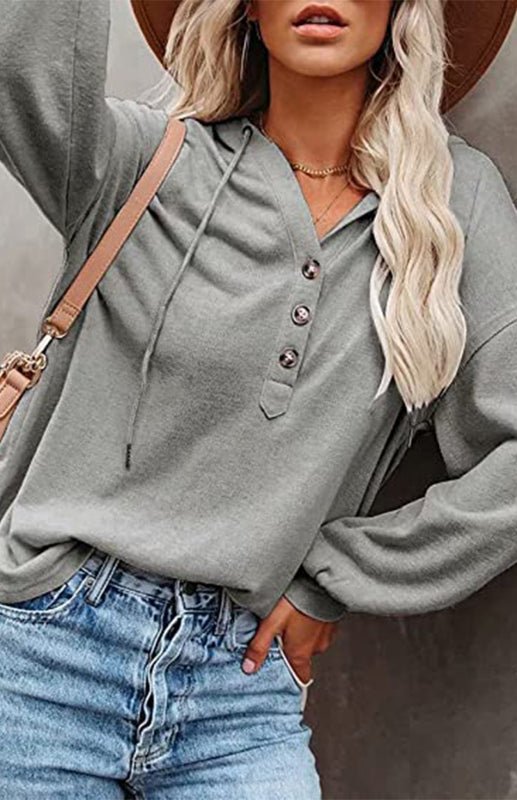 Casual Loose Solid Color Sweatshirt - ElegantAlpha®