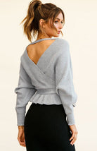 Casual Mock Wrap Knit Sweater - ElegantAlpha®