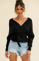 Casual Mock Wrap Knit Sweater - ElegantAlpha®