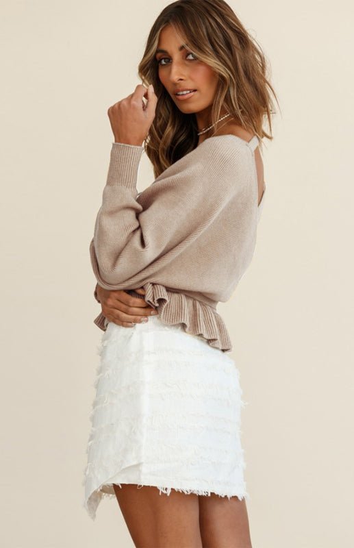 Casual Mock Wrap Knit Sweater - ElegantAlpha®