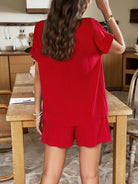 Casual solid color fashionable shorts short - sleeved suit - ElegantAlpha®