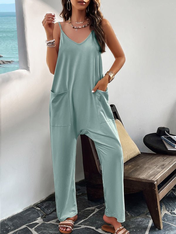 Casual solid color slim fit jumpsuit - ElegantAlpha