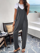 Casual solid color slim fit jumpsuit - ElegantAlpha