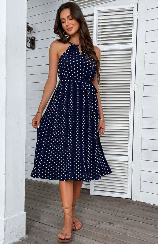 CEDBlue Sling Polka Dot Beach Dress - ElegantAlpha