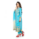 Chanderi Fabric Sky Blue Color Unstitched Salwar - Suit Material With Dupatta - ElegantAlpha