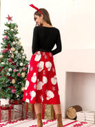 Christmas Print Panel Belt Swing Dress - ElegantAlpha®