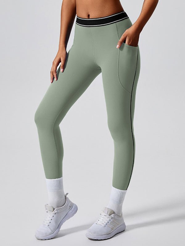 Contrast color yoga pants outdoor running fitness leggings - ElegantAlpha