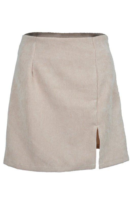 Corduroy high waist Solid Split A - Line Skirt - ElegantAlpha®