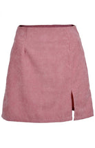 Corduroy high waist Solid Split A - Line Skirt - ElegantAlpha®