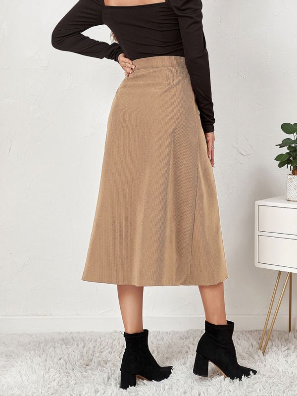 Corduroy High Waisted Skirt - ElegantAlpha®