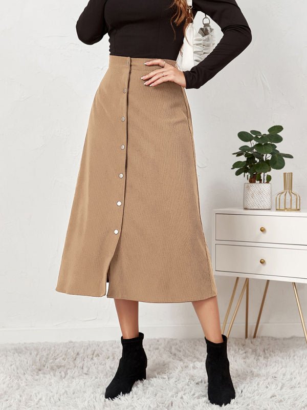 Corduroy High Waisted Skirt - ElegantAlpha®