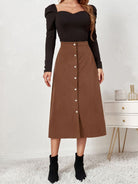 Corduroy High Waisted Skirt - ElegantAlpha®