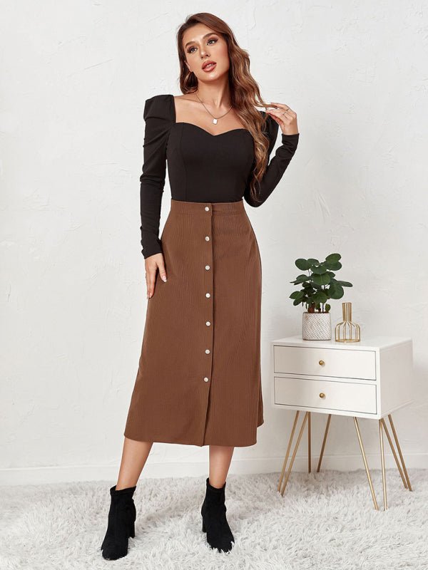 Corduroy High Waisted Skirt - ElegantAlpha®