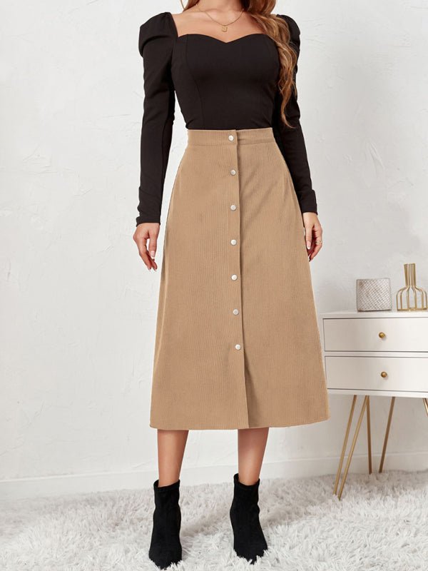 Corduroy High Waisted Skirt - ElegantAlpha®