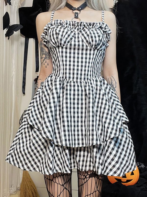 Corset A Swing Plaid Dress - ElegantAlpha®