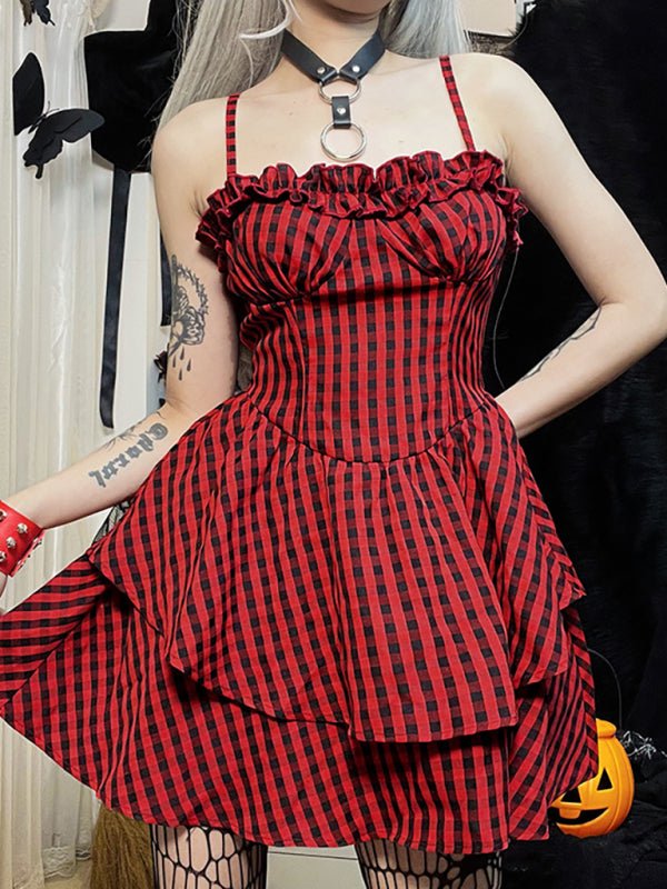 Corset A Swing Plaid Dress - ElegantAlpha®