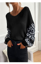 Crew Neck Leopard Print Pullover Sweater - ElegantAlpha®
