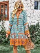 Crew Neck long sleeve Boho Print Dress - ElegantAlpha®