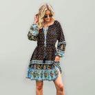 Crew Neck long sleeve Boho Print Dress - ElegantAlpha®