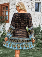 Crew Neck long sleeve Boho Print Dress - ElegantAlpha®