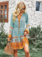 Crew Neck long sleeve Boho Print Dress - ElegantAlpha®