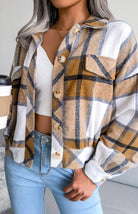 Cropped Plaid Shirt Jacket - ElegantAlpha®