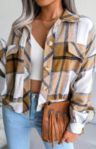 Cropped Plaid Shirt Jacket - ElegantAlpha®