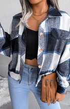 Cropped Plaid Shirt Jacket - ElegantAlpha®