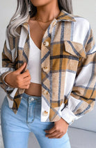 Cropped Plaid Shirt Jacket - ElegantAlpha®