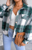 Cropped Plaid Shirt Jacket - ElegantAlpha®