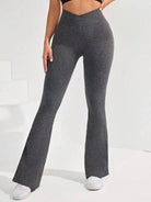 Cross Waist Threaded Flared Seamless Yoga Pants - ElegantAlpha