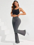 Cross Waist Threaded Flared Seamless Yoga Pants - ElegantAlpha