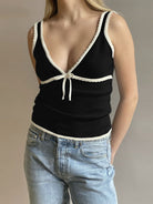 Deep V bow lace vest - ElegantAlpha