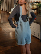 Denim washed workwear double pocket loose jumpsuit - ElegantAlpha