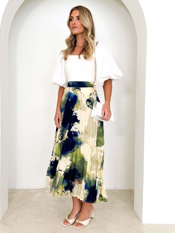 Draped A - line pleated skirt - ElegantAlpha®