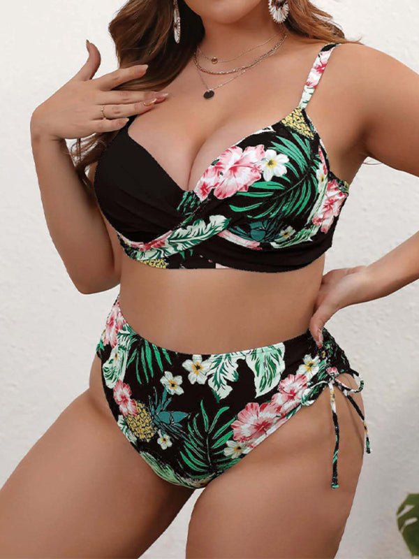 Drawstring floral tankini - ElegantAlpha