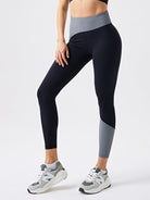 Eco - friendly recycled fabric black and gray contrast yoga pants - ElegantAlpha