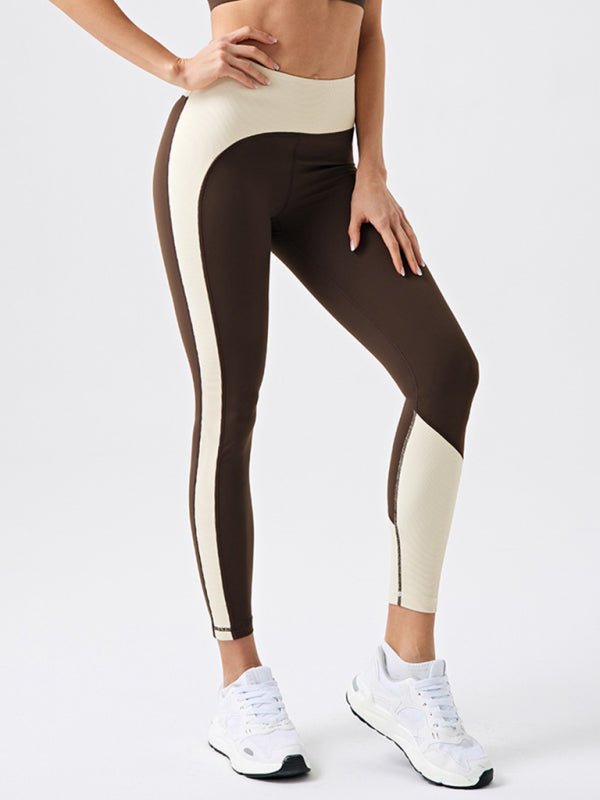 Eco - friendly recycled fabric contrast color yoga pants - ElegantAlpha