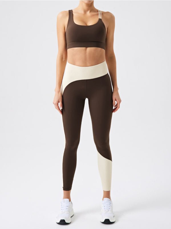 Eco - friendly recycled fabric contrast color yoga pants - ElegantAlpha