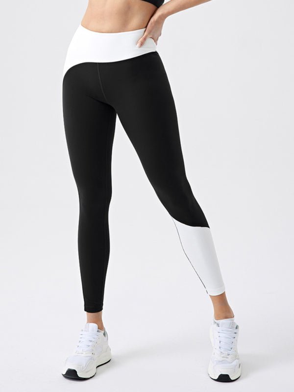 Eco - friendly recycled fabric contrast color yoga pants - ElegantAlpha