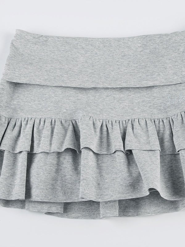 Embroidered ruffle low waist skirt - ElegantAlpha®